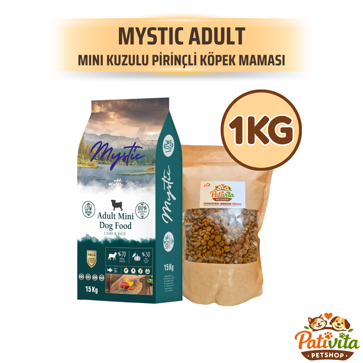 MYSTIC KUZU ETLI MINI YETISKIN KÖPEK AÇIK MAMA 1 KG