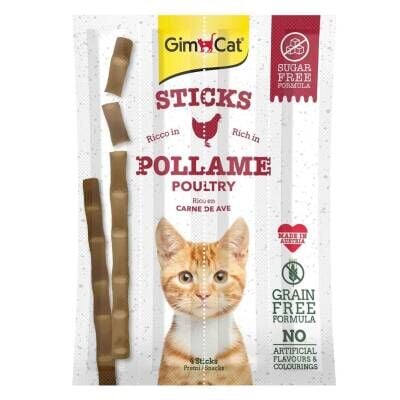 GimCat Sticks Tavuklu Ciğerli Taurinli Kedi Ödül Çubuğu 20gr (4'lü) (6 Adet)