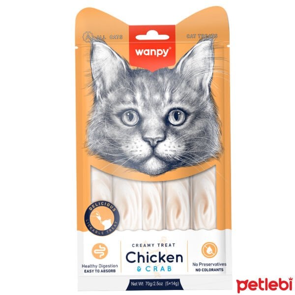 Wanpy Tavuklu ve Yengeçli Krema Kedi Ödül Maması 14gr (5'li)