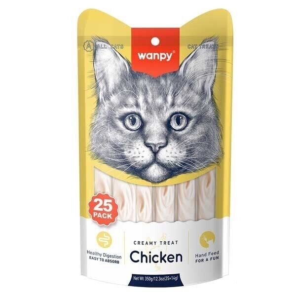 Wanpy Tavuklu Sindirim Sistemi Destekleyici Krema Kedi Ödül Maması 14gr (25'li)
