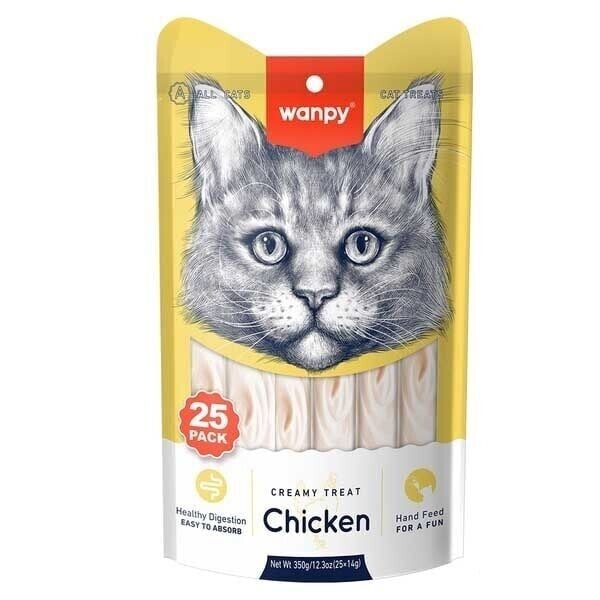 Wanpy Tavuklu Sindirim Sistemi Destekleyici Krema Kedi Ödül Maması 14gr (25'li)