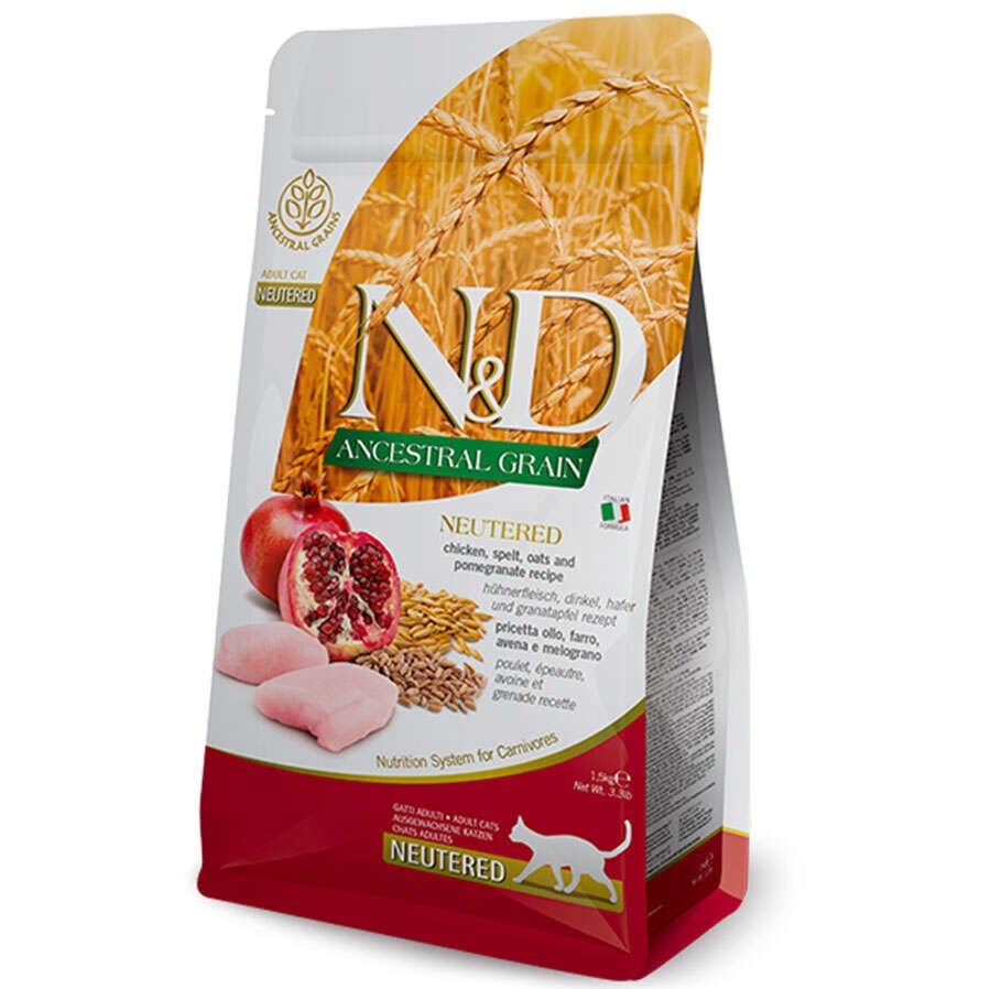 N&D DÜSÜK TAHILLI TAVUK VE NARLI KISIR KEDI MAMASI 1.5 KG