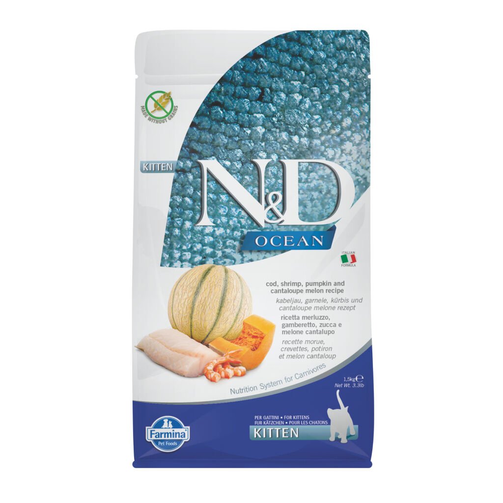 N&D OCEAN BALKABAKLI BALIK VE KARIDESLI YAVRU KEDI MAMASI 1.5