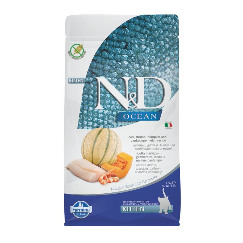 N&D OCEAN BALKABAKLI BALIK VE KARIDESLI YAVRU KEDI MAMASI 1.5
