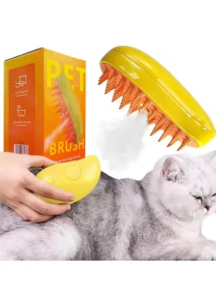 Buharlı Kedi Köpek Yıkama Fırçası Tüy Toplayıcı Masaj Tarağı