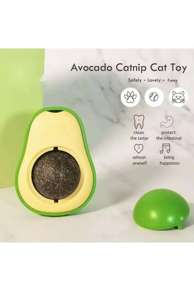 PATİVİTA Avokado Doğal Catnipli Yenilebilir Kedi Nanesi Otu Oyun Topu Oyuncağı Kedi Yalama Topu
