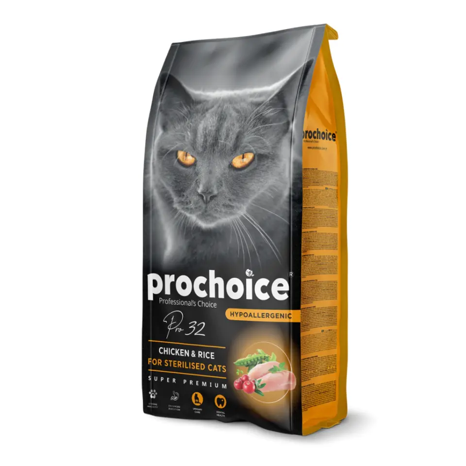 PRO CHOICE PRO 32 STERILISED KISIRLASTIRILMIS TAVUKLU KEDI MAMASI 15 KG