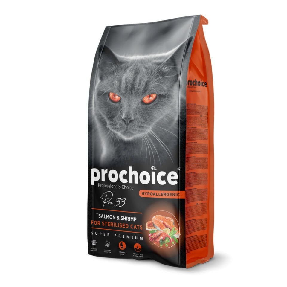 PRO CHOICE PRO 33 STERILISED SOMONLU KARIDESLI KEDI MAMASI 15 KG
