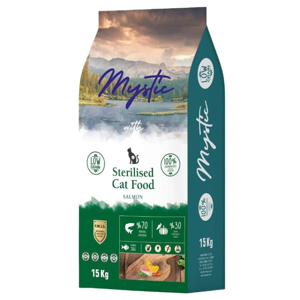 Mystic Somonlu Düşük Tahıllı Kısırlaştırılmış Kedi Maması 15 kg