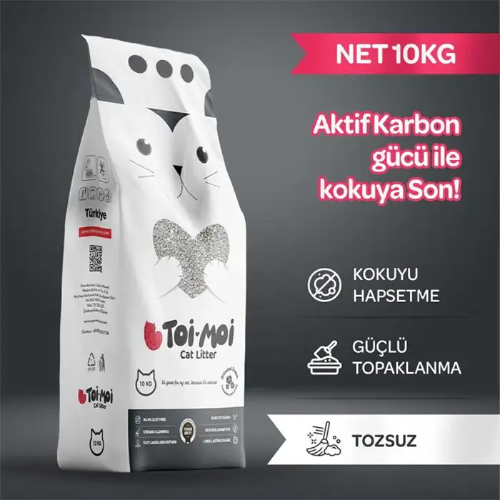 Toi Moi Natura Grey Aktif Karbonlu Topaklanan Kedi Kumu 10 Kg