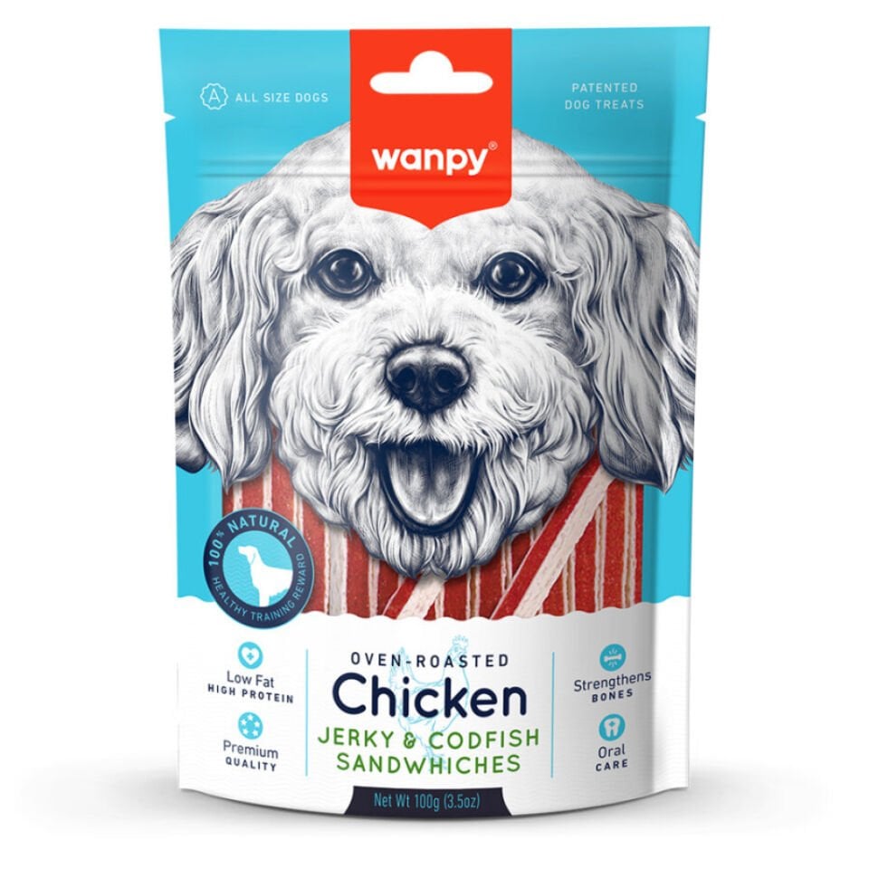 WANPY TAVUKLU MORINA BALIKLI SANDVIÇ KÖPEK ÖDÜLÜ 100GR