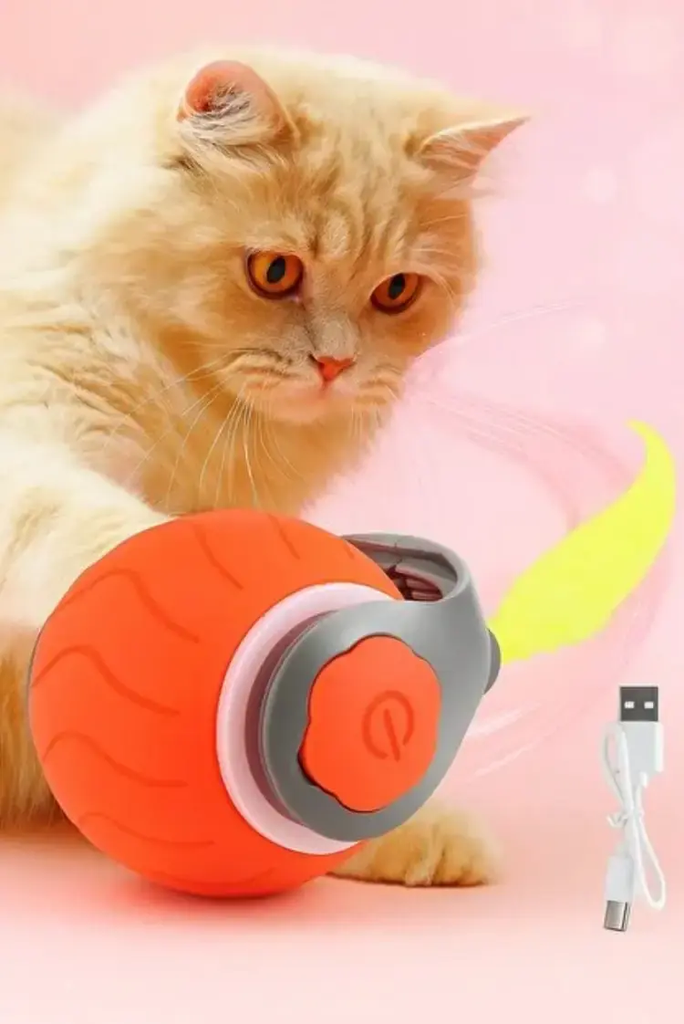 PATİVİTA Petpal 3 Modlu Kuyruklu Otomatik Yuvarlanan USB Şarjlı Akıllı Top Kedi Oyuncağı