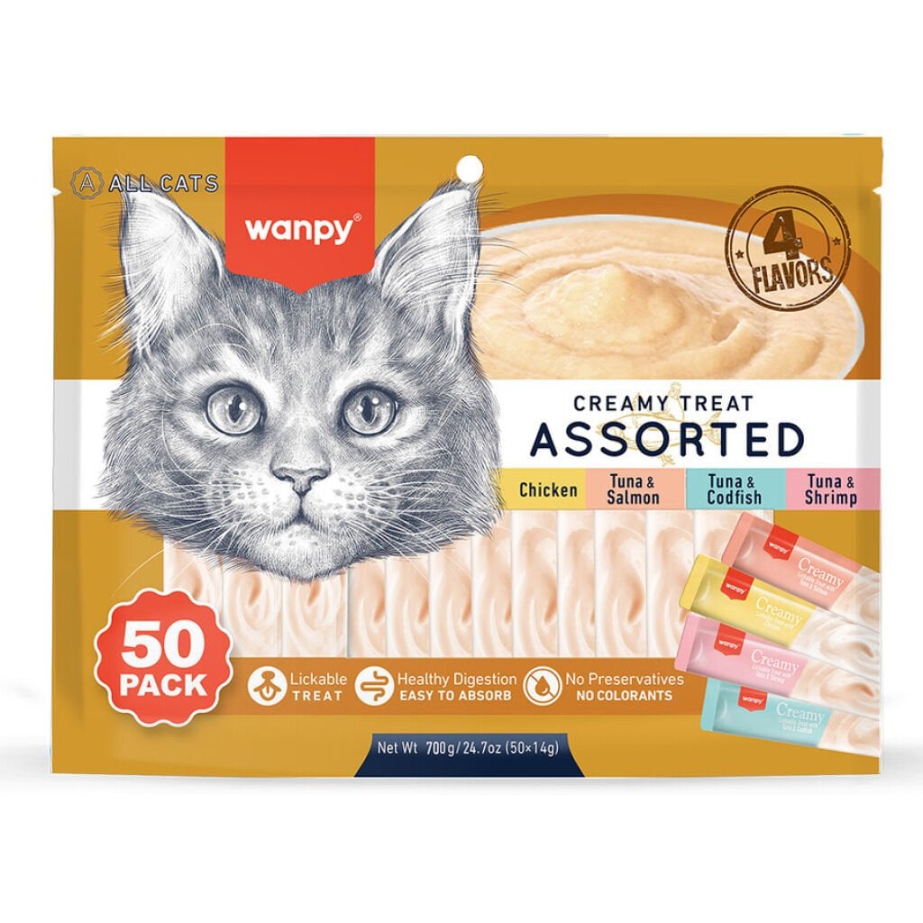 WANPY 50X14GR KARIŞIK 4 LEZZET KREMA KEDİ ÖDÜLÜ