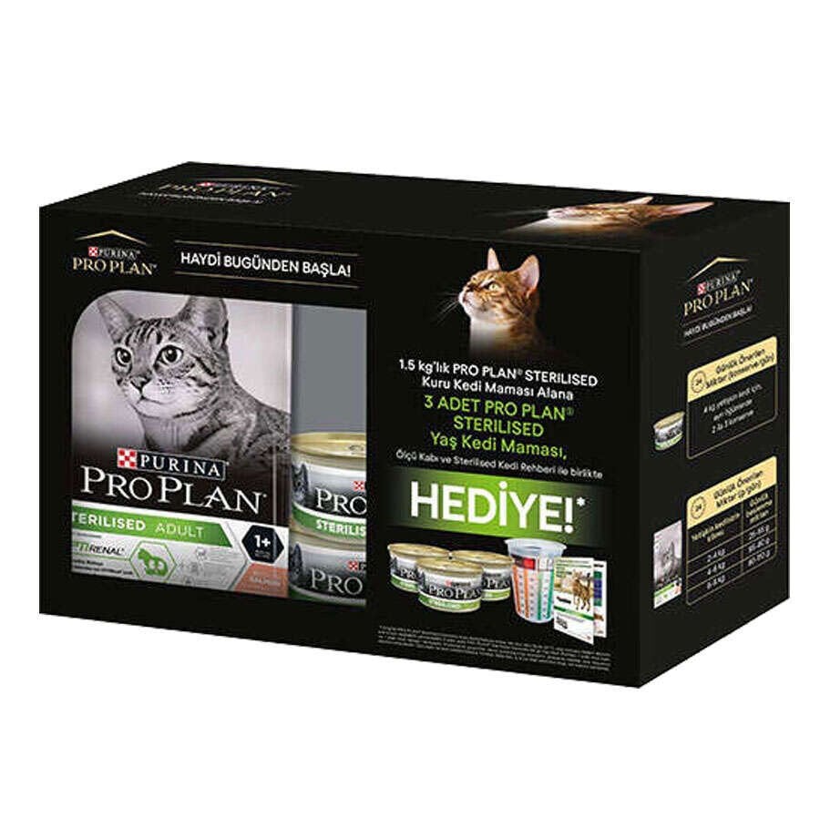 PROPLAN STERILISED SOMONLU KISIRLASTIRILMIS KEDI MAMASI 1.5 KG (3X85GR POUCH) HEDIYELI!