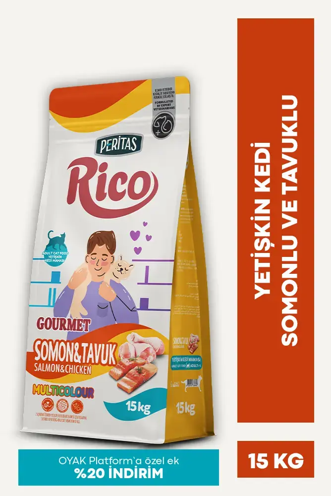 PERITAS RICO SOMON VE TAVUK GURME YETISKIN KEDI MAMASI 15 KG