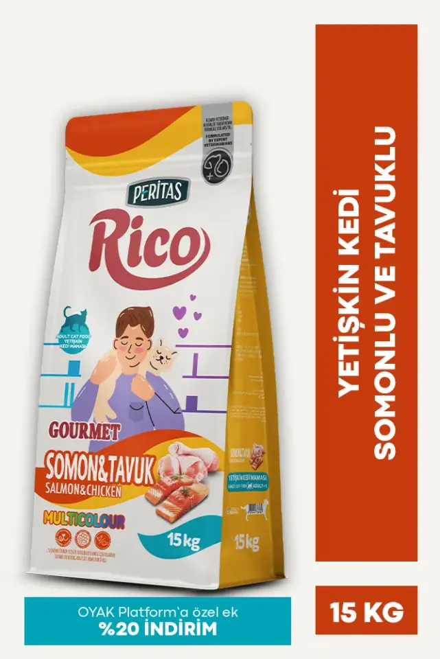 PERITAS RICO SOMON VE TAVUK GURME YETISKIN KEDI MAMASI 15 KG