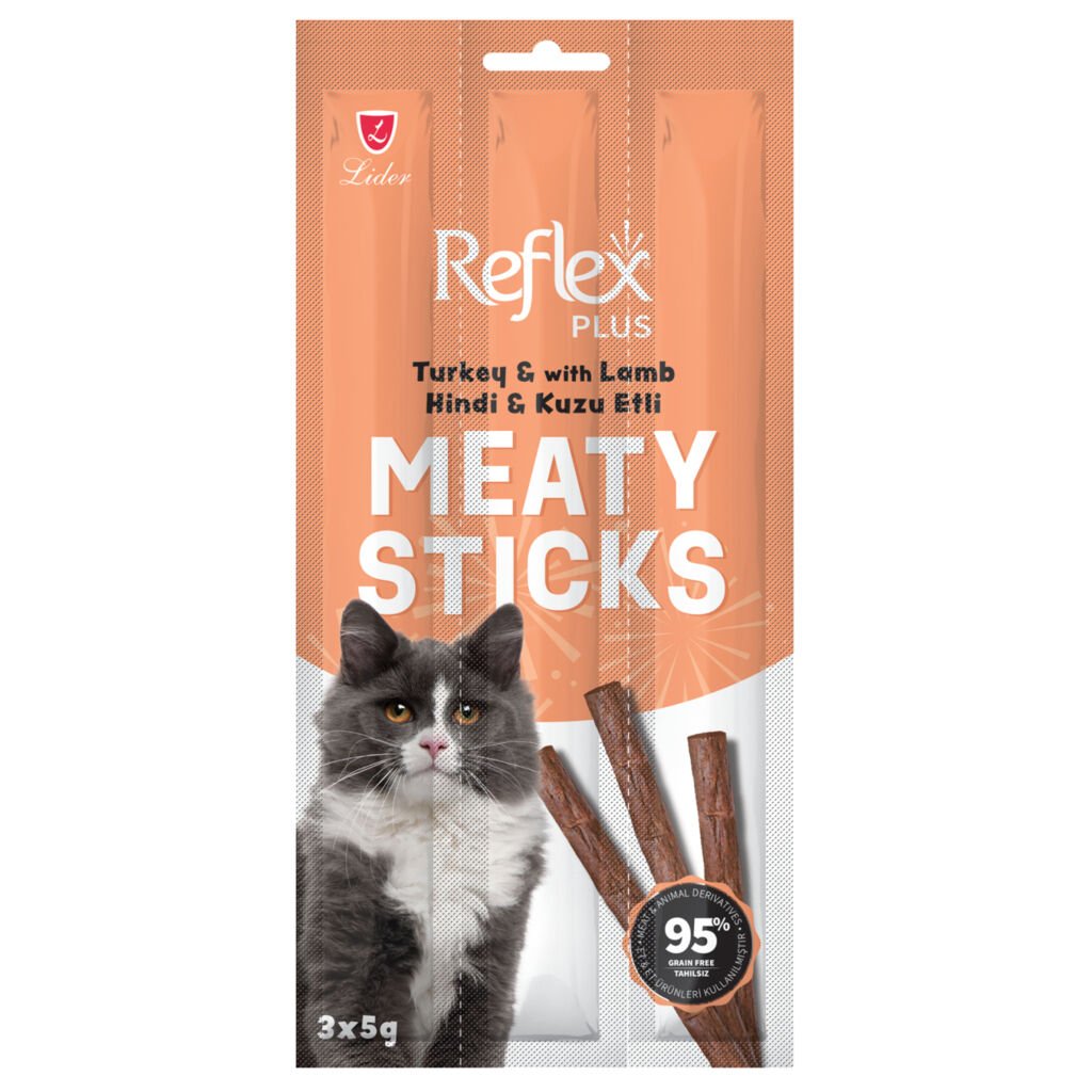 Reflex Plus Hindili ve Kuzulu Tahılsız Kedi Ödül Çubuğu 15gr (3'lü)
