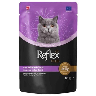 REFLEX PLUS JÖLE IÇINDE ET PARÇACIKLI SOMON&TON BALIKLI KEDI YAŞ MAMA POUCH 85 GR