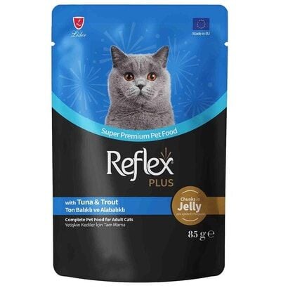 Reflex Plus Jöleli Ton Balıklı ve Alabalıklı Yetişkin Kedi Yaş Mama Pouch 85 Gr