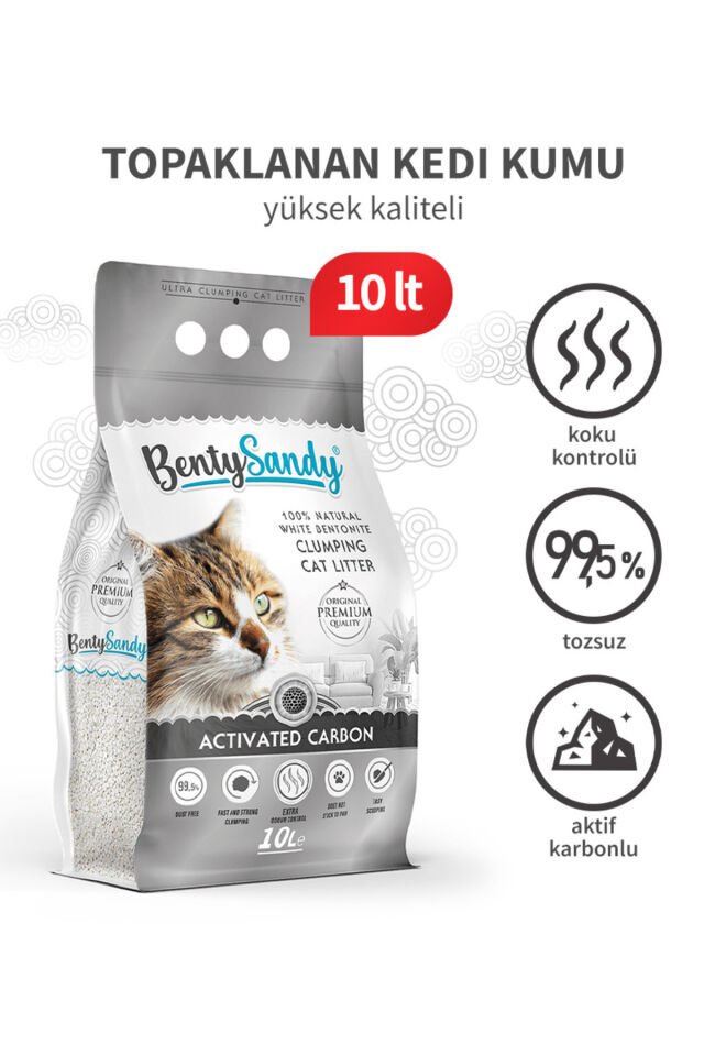 BENTY SANDY AKTİF KARBONLU 10 LT İNCE KEDİ KUMU
