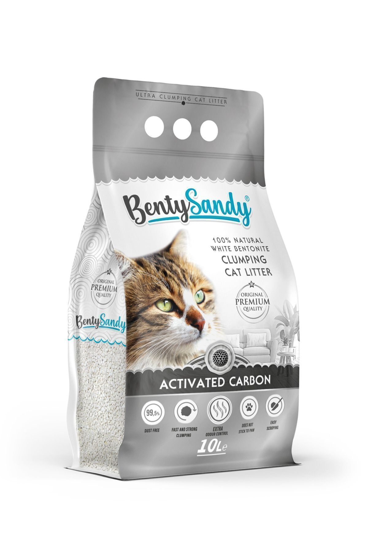 BENTY SANDY AKTİF KARBONLU 10 LT İNCE KEDİ KUMU