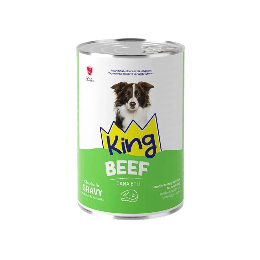 King Sos İçerisinde Et Parçacıklı Dana Etli Köpek Konservesi 400gr