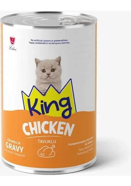 KING SOS IÇINDE ET PARÇACIKLI TAVUKLU YAVRU KEDI KONSERVE 400GR