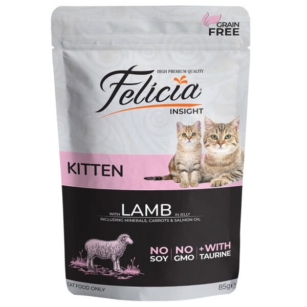 FELİCİA TAHILSIZ KUZULU YAVRU POUCH KEDİ KONSERVESİ 85 GR