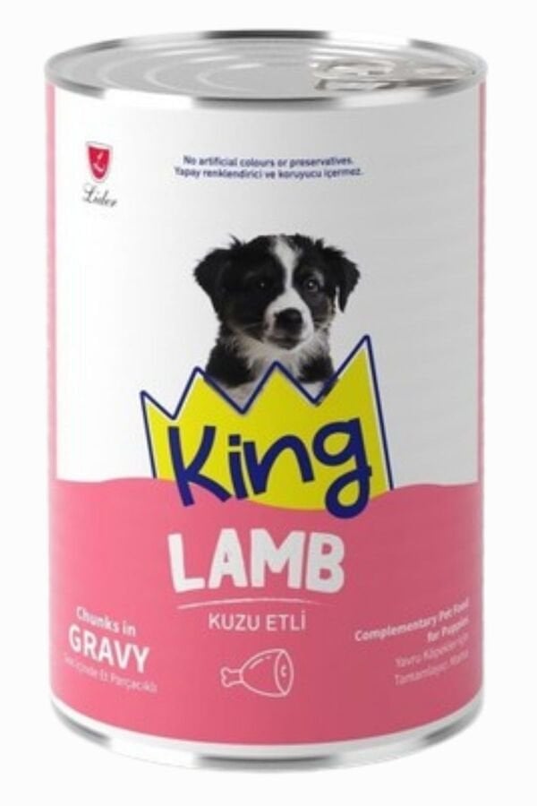 KING SOS IÇINDE ET PARÇACIKLI KUZU ETLI YAVRU KÖPEK KONSERVE 400GR
