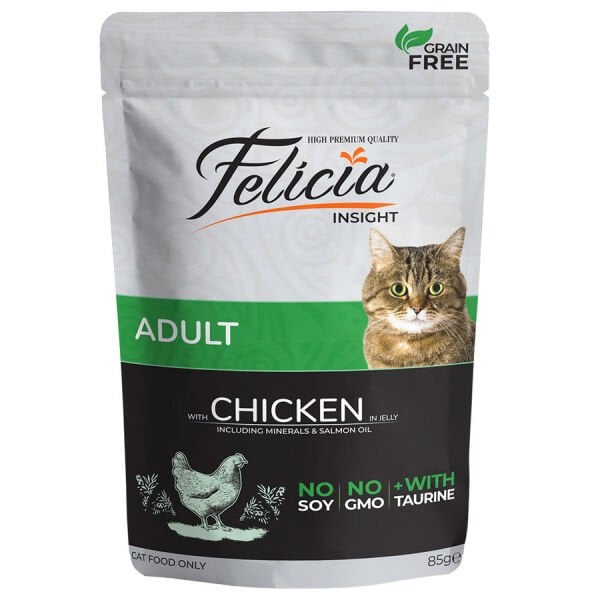 FELİCİA TAHILSIZ TAVUKLU YETİŞKİN POUCH KEDİ KONSERVESİ 85 GR