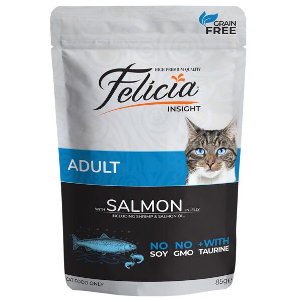 FELİCİA TAHILSIZ SOMONLU YETİŞKİN POUCH KEDİ KONSERVESİ 85 GR