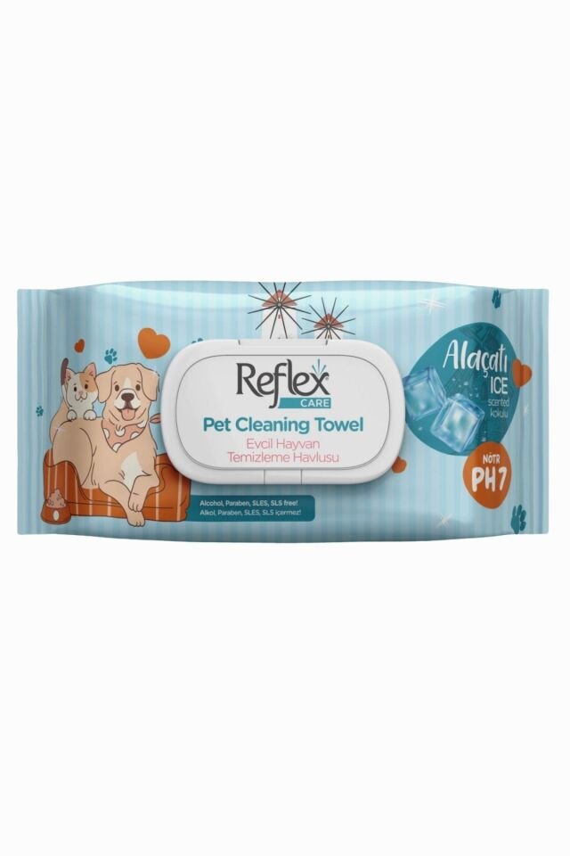 Reflex Care Alaçatı Ice Kokulu Kedi ve Köpekler İçin Çok Amaçlı Hijyenik Temizleme Mendili 50li