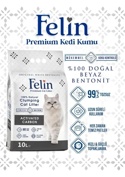 FELIN AKTİF KARBONLU KEDİ KUMU 10LT (%8)