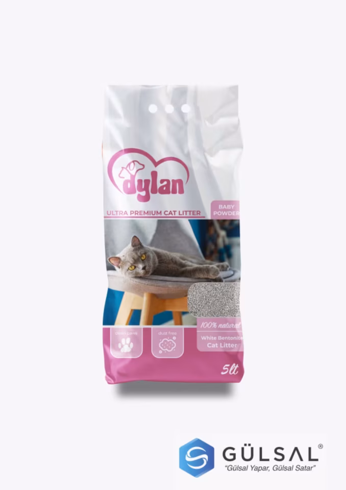 DYLAN BENTONITE BEBEK PUDRALI KEDİ KUMU 5 LT